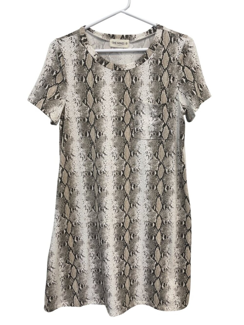 The Nines Dress Small Butter Soft Snake Print Pocket Short Sleeve Snakeskin NEW